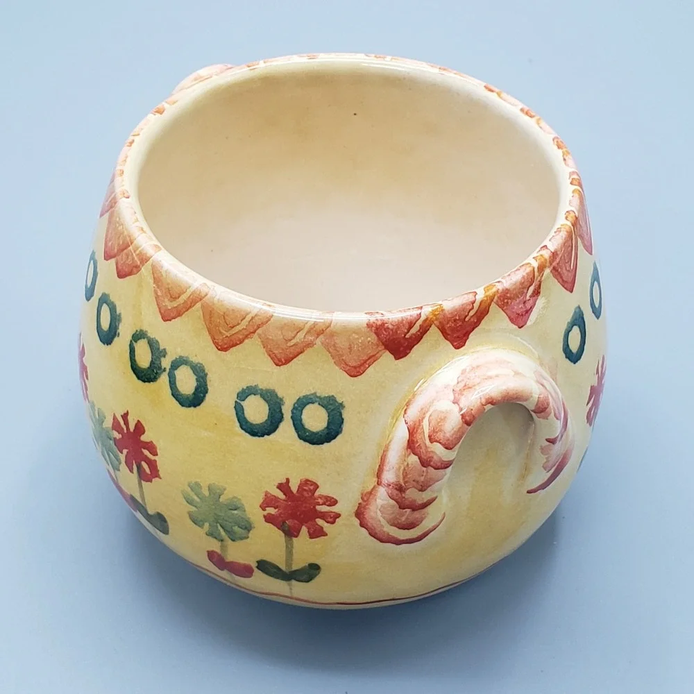 VTG 60s 70s Italica ARS Lidded Bowl Yellow Hand Painted Firenze Italy Pottery